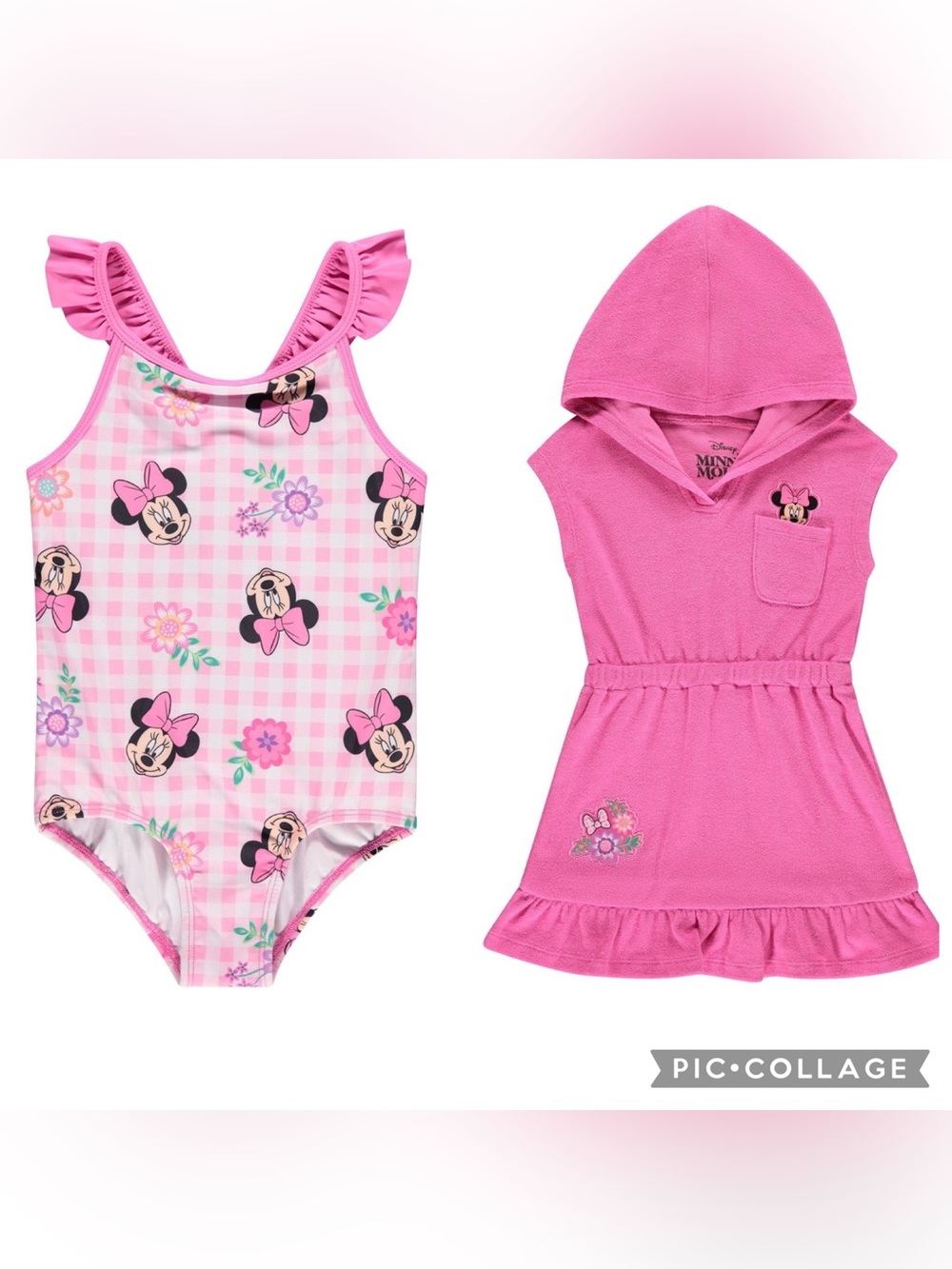 NWT - Toddler Girls Minnie Mouse 2-Piece Cover Up and Swimsuit Set